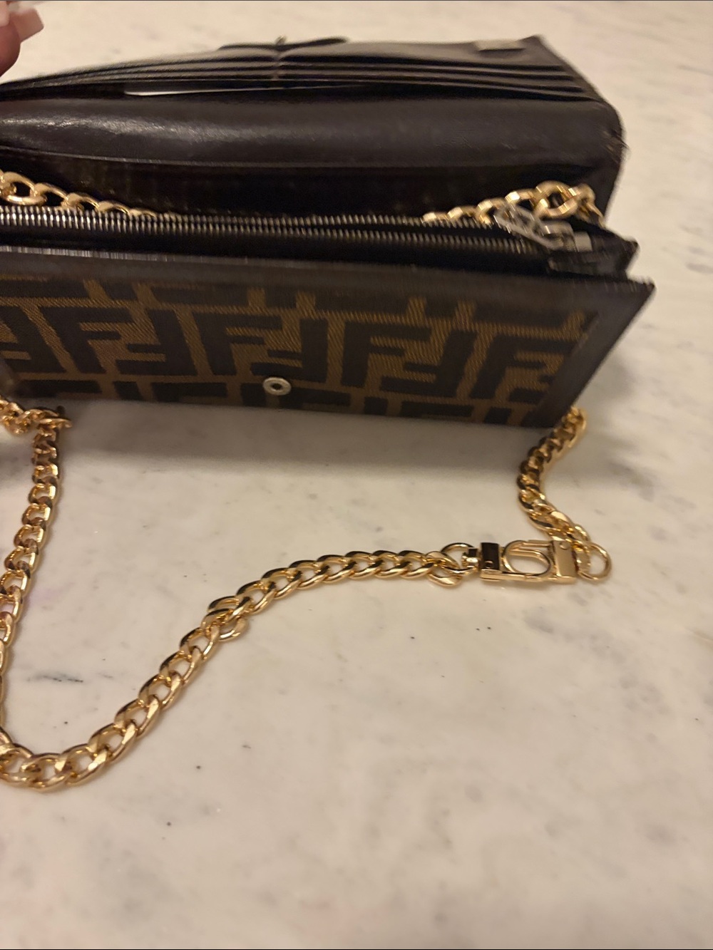Fendi Brown and Black Monogram Chain Clutch - Picture 6 of 7